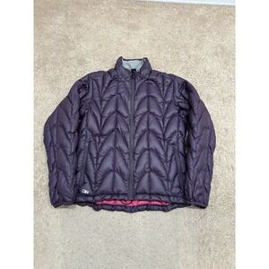 Outdoor Research Women's Aria Down Jacket Size Large Purple Full Zip Puffer Ski